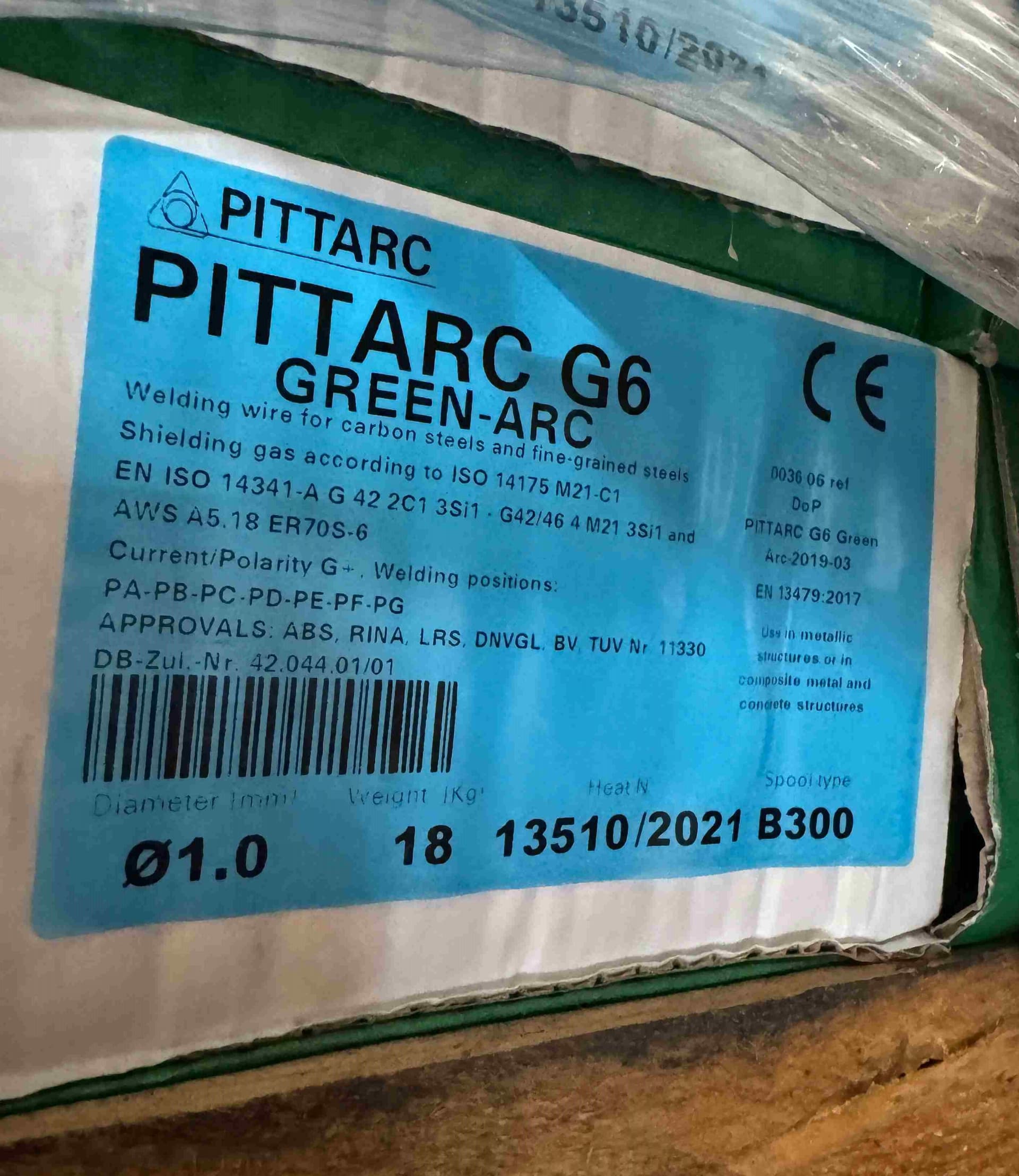 Keevitustraat Pittarc G6 Green vaseta (G3Si1) 1,0m 18kg BS300
