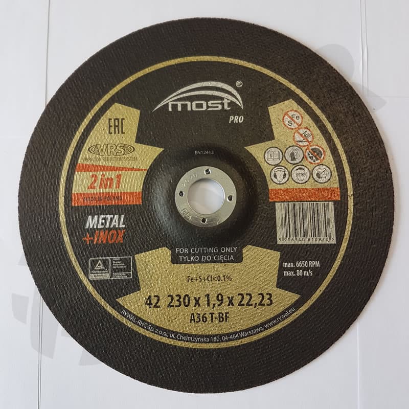 Lõikeketas MOST PRO Metal/Inox 42 230×1.9×22 A46T-BF